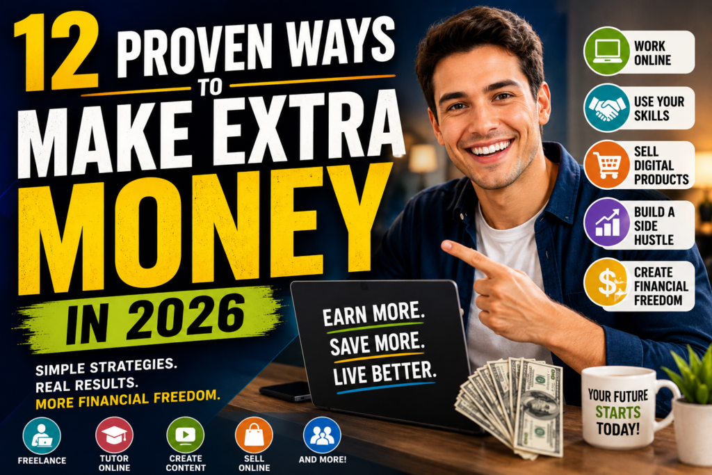 Discover practical ways to make extra money in 2026, from freelancing and digital products to tutoring, side hustles, and online income opportunities.